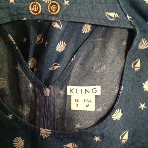 Modcloth Kling Seashell Chambray Denim Dress M - Picture 3 of 3